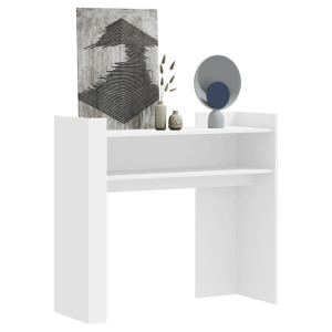 Mesa de console de madeira de engenharia branca 100x35x90 cm D