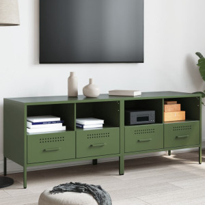 Móveis de TV 2 peças aço laminado verde oliva 68x39x50,5 cm D