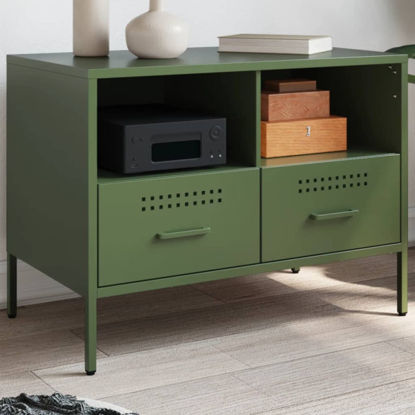 Mueble de TV acero laminado en frío verde oliva 68x39x50.5 cm D