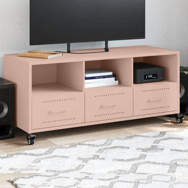 Mobiliário para TV de aço inoxidável laminado em rosa frio 100.5x39x43.5 cm D