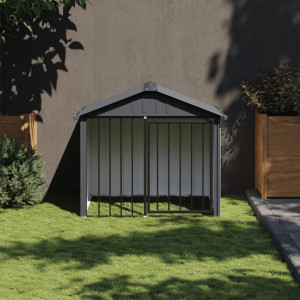 Casinha de cachorro com telhado de aço galvanizado preto 117x103x102 cm D