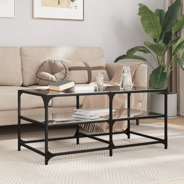 Mesa de superfície de vidro de aço preto 98.5x50x45 cm D