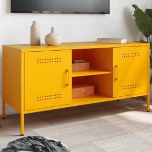 Mueble de TV de acero amarillo mostaza 100.5x39x50.5 cm D