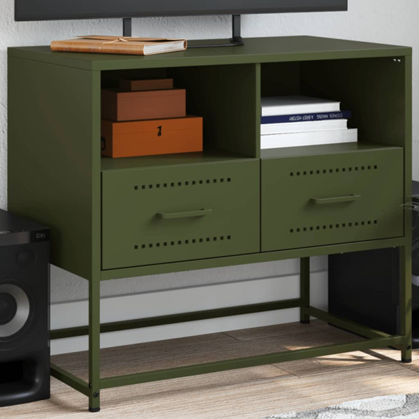 Mueble para TV de acero verde oliva 68x39x60.5 cm D