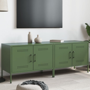 Muebles de TV 2 piezas acero verde oliva 68x39x50.5 cm D