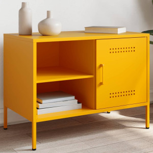 Mueble de TV de acero amarillo mostaza 68x39x50.5 cm D