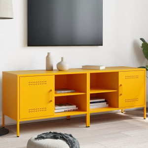 Mobiliário para TV 2 peças de aço amarelo mostarda 68x39x50.5 cm D