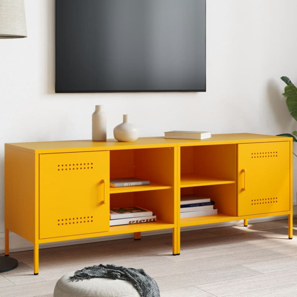 Mobiliário para TV 2 peças de aço amarelo mostarda 68x39x50.5 cm D