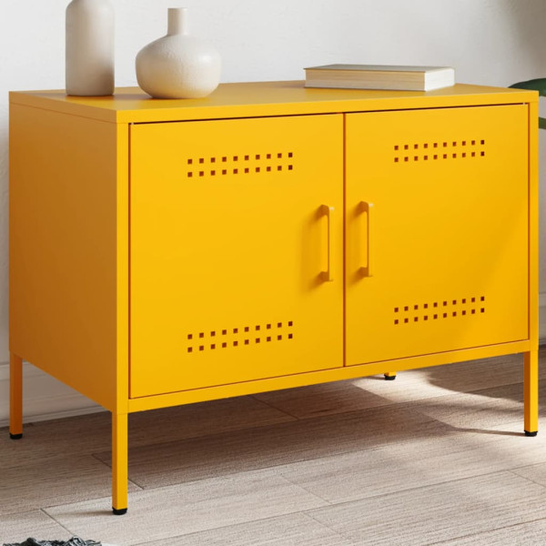 Mueble de TV de acero amarillo mostaza 68x39x50.5 cm D