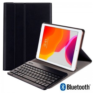 Funda iPad (2019) de 10,2 polegadas Polipiel teclado Bluetooth (Negro) D
