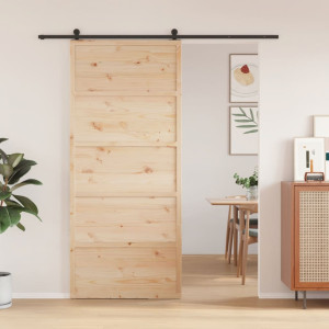 Puerta de granero madera maciza de pino 90x208 cm D