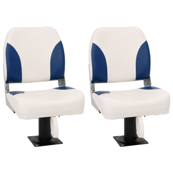 Asientos plegables de barco 4 uds azul y blanco 41x36x48 cm D