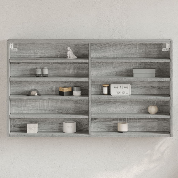 Vitrina de madera de ingeniería gris Sonoma 100x15x58 cm D