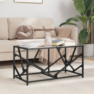 Mesa de centro acero superficie de vidrio negra 78.5x40x41cm D