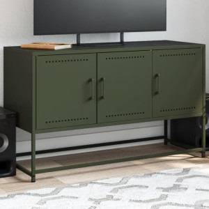 Mueble para TV de acero verde oliva 100.5x39x60.5 cm D