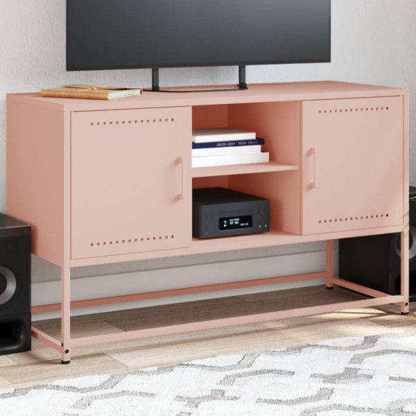 Mueble para TV de acero rosa 100.5x39x60.5 cm D