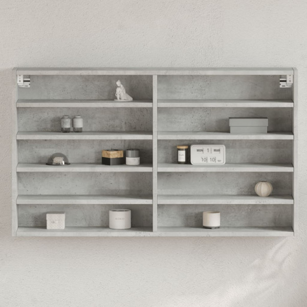 Vitrina de madera de ingeniería gris hormigón 100x15x58 cm D