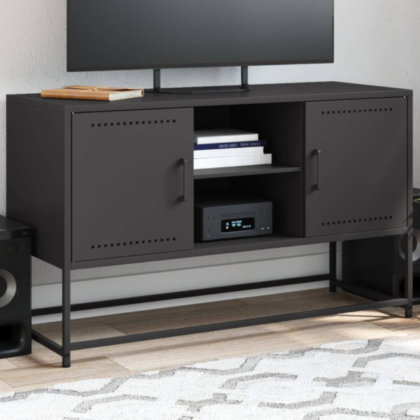 Mueble para TV de acero negro 100.5x39x60.5 cm D