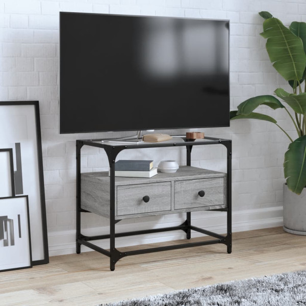 Móvel TV cinza Sonoma em vidro e madeira 60x35x51 cm D