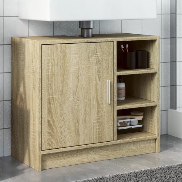 Armario de lavabo madera de ingeniería roble Sonoma 63x29x55 cm D