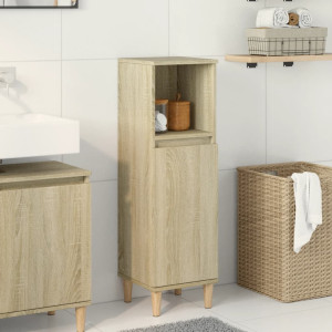 Armario de baño madera contrachapada roble Sonoma 30x30x100 cm D