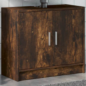 Armario de lavabo madera ingeniería roble ahumado 63x29x55 cm D