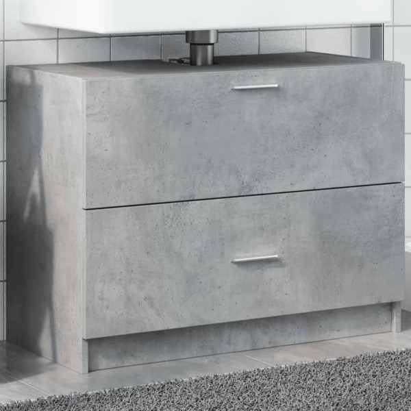 Armario de lavabo madera ingeniería gris hormigón 78x37x59 cm D