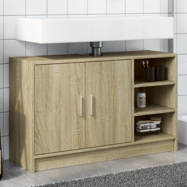 Armario de lavabo madera de ingeniería roble Sonoma 90x29x55 cm D