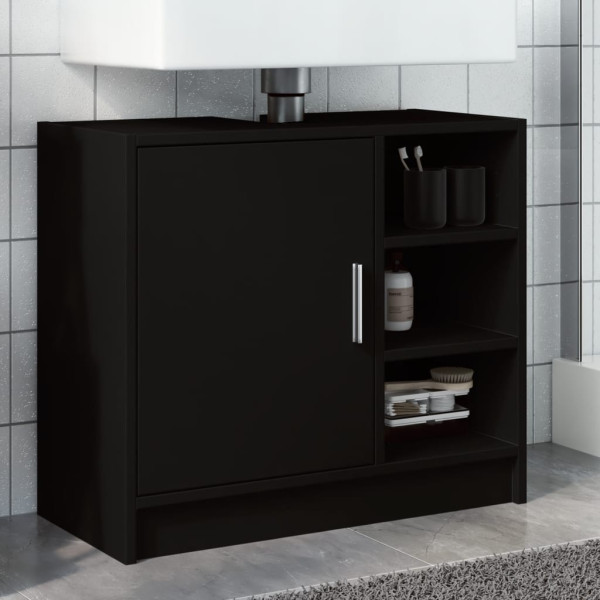 Armario para lavabo madera de ingeniería negro 63x29x55 cm D