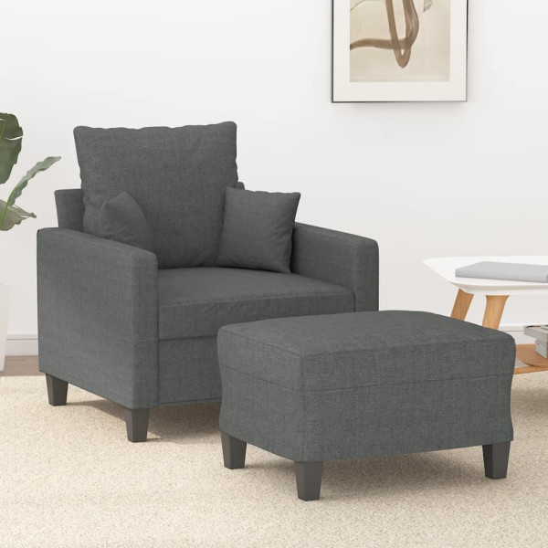 Armchair com banco escuro cinza tecido 60 cm D