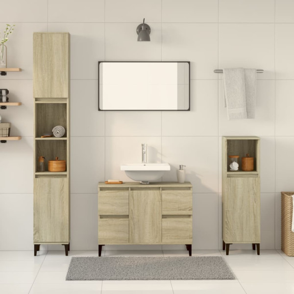 Set de muebles de baño 3 pzas madera contrachapada roble Sonoma D