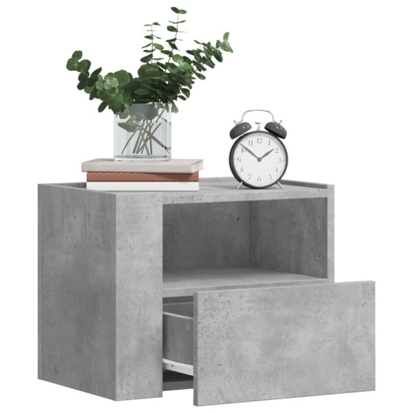 Mesa de cabeceira de parede 2 peças cor cinza concreto 45x30x35 cm D