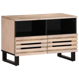 Mueble de TV madera maciza de mango blanco 70x34x46 cm D