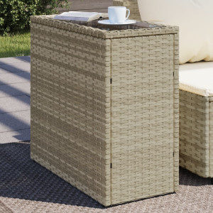 Mesa lateral jardim tampa de vidro cinza rattan 58x27.5x55 cm D