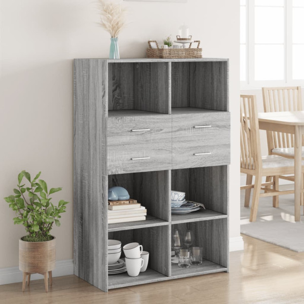 Aparador de madera de ingeniería gris Sonoma 80x42.5x124 cm D