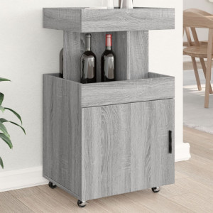 Carrito de bar madera de ingeniería gris Sonoma 50x41x89 cm D