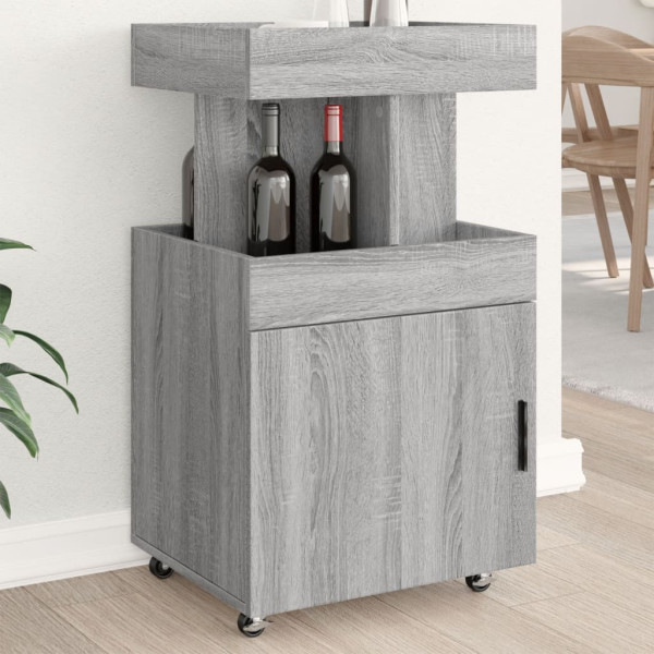 Carrito de bar madera de ingeniería gris Sonoma 50x41x89 cm D