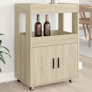 Carrito de bar madera de ingeniería roble Sonoma 60x39.5x89 cm D