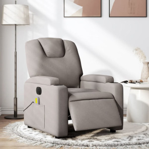 Sillón reclinable de masaje eléctrico tela gris taupe D