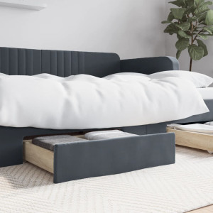 Cajones de cama 2 uds madera ingeniería y terciopelo gris D