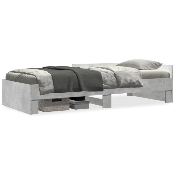 Estructura de cama madera de ingeniería gris hormigón 75x190 cm D