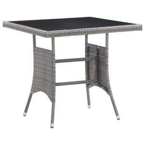 Mesa de jardín ratán sintético gris 80x80x74 cm D