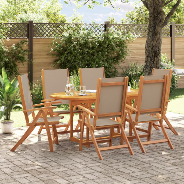 Juego comedor de jardín 7 pzas madera maciza acacia y textileno D