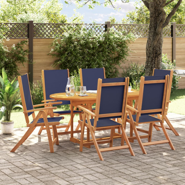 Sala de jantar de jardim 7 pcs madeira maciza acacia e textileno D