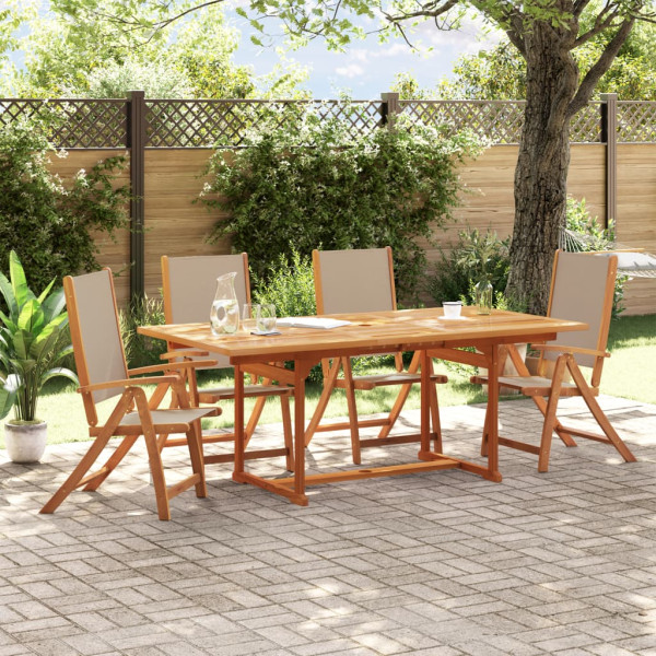 Sala de jantar de jardim 5 pcs madeira maciza acacia e textileno D