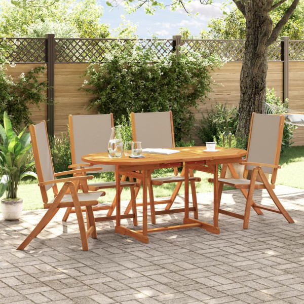 Sala de jantar de jardim 5 pcs madeira maciza acacia e textileno D