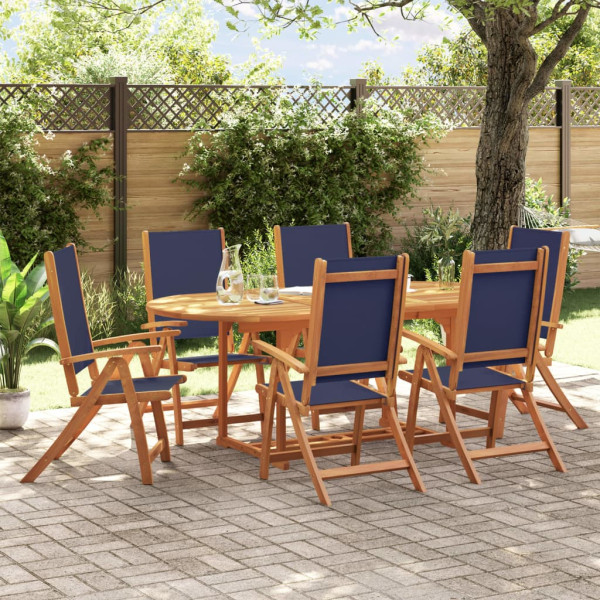 Sala de jantar de jardim 7 pcs madeira maciza acacia e textileno D