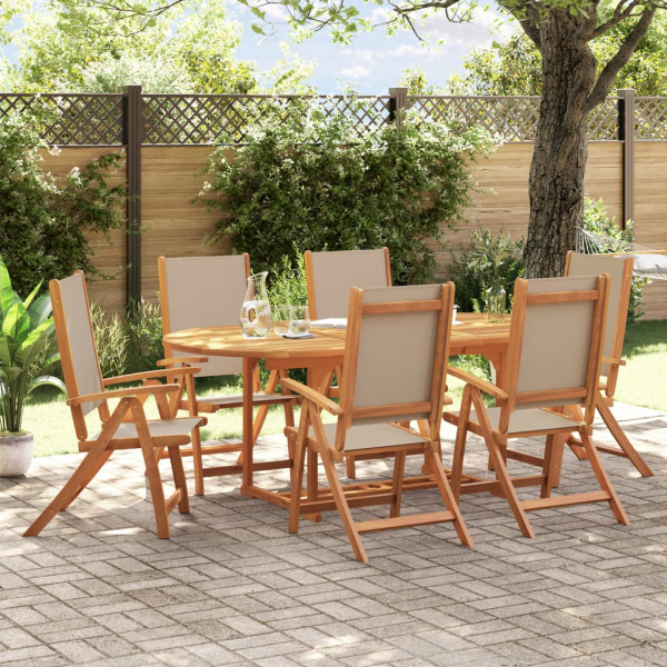 Sala de jantar de jardim 7 pcs madeira maciza acacia e textileno D