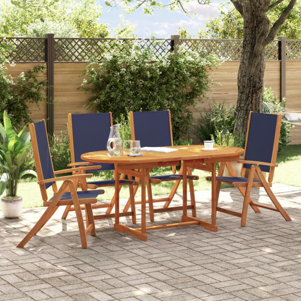 Sala de jantar de jardim 5 pcs madeira maciza acacia e textileno D