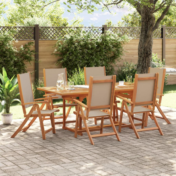 Sala de jantar de jardim 7 pcs madeira maciza acacia e textileno D